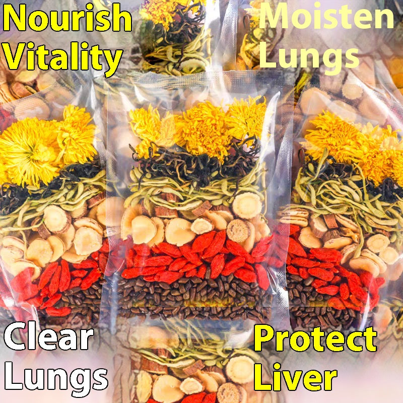 Luo Han Guo, Chrysanthemum, Wolfberry, Cassia Seed Tea, Honeysuckle, Dandelion, Liver Health Tea, Lung Cough and Heat Relief Tea Bags (30 Bags)
