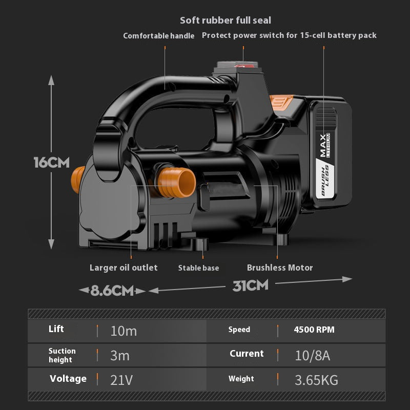 Lithium-ion oil pump rechargeable 21V lithium battery diesel pump small oil pump oil and water dual-purpose self-priming pump refueling pump