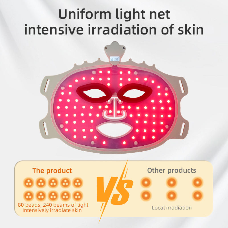 Professional phototherapy mask with LED red light, for skin care, facial rejuvenation and LED therapy beauty mask equipment.