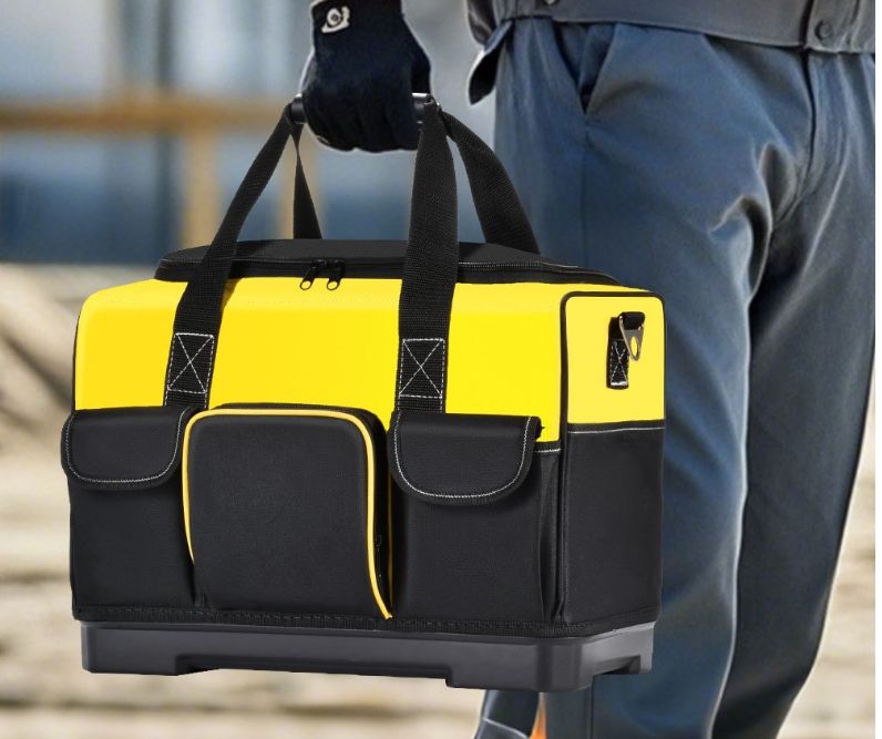 Hardware tool kit - Stores various tools in a durable and wear-resistant plastic bottom hand-held tool bag.