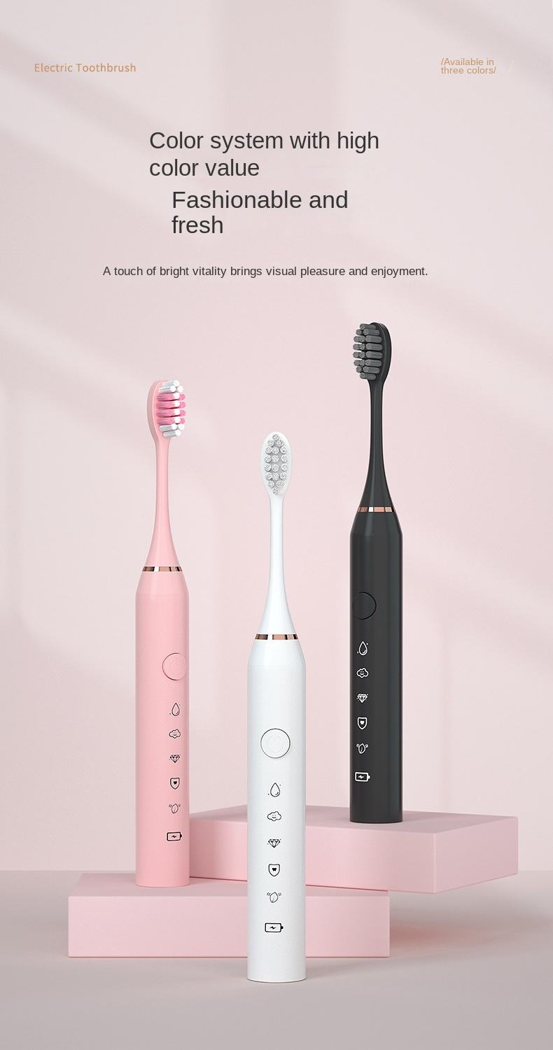 HOT Electric Travel Toothbrush Household USB Rechargeable 6 Positions Intelligent Adult Toothbrush With Soft Bristles