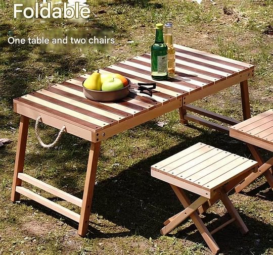 Outdoor table and stool set, one table and two stools set