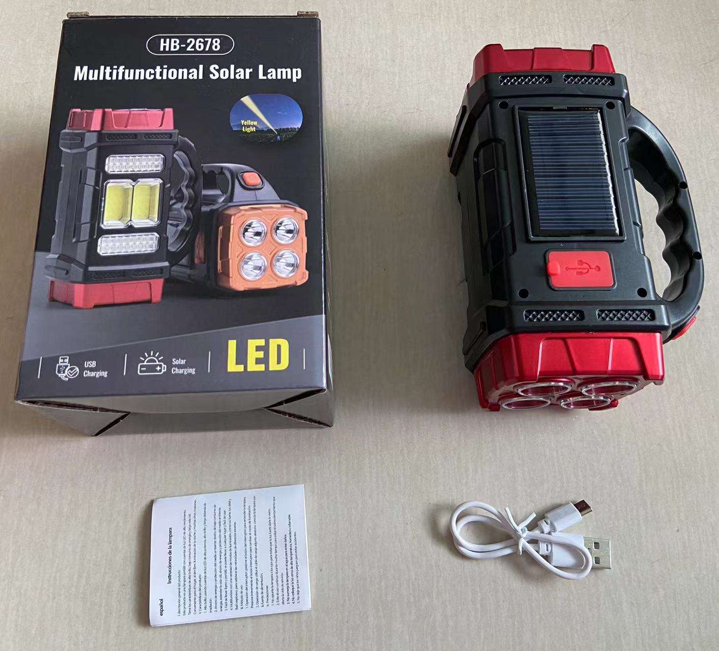 Multifunctional LED strong light portable lantern solar home multi-light source lighting emergency light waterproof outdoor camping high-power work light flashlight