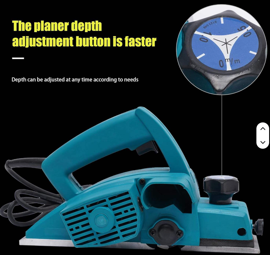 Electric Planer Portable Industrial Wood Planing Machine 1900B Hand Planer for Working with Wooden Materials