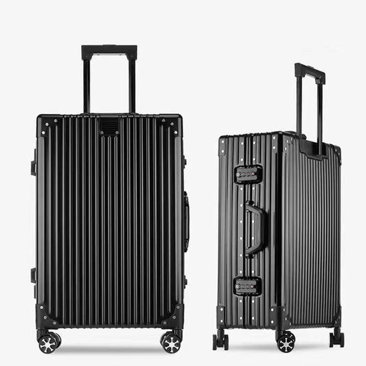 24-inch trendy retro suitcase with silent, multi-directional wheels.
