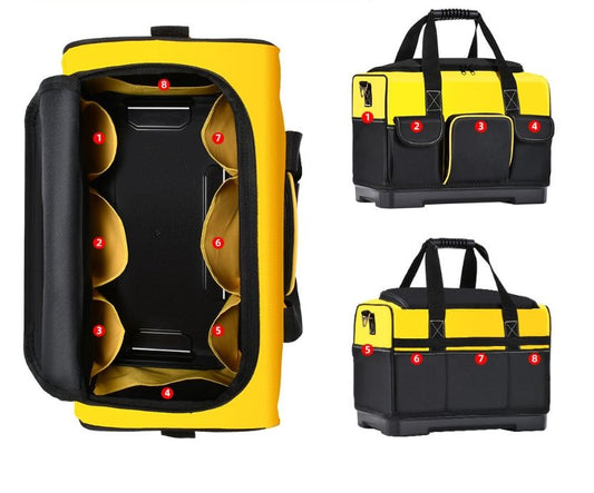 Hardware tool kit - Stores various tools in a durable and wear-resistant plastic bottom hand-held tool bag.