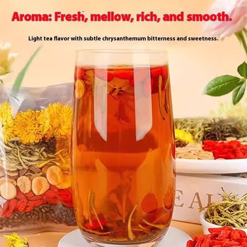 Luo Han Guo, Chrysanthemum, Wolfberry, Cassia Seed Tea, Honeysuckle, Dandelion, Liver Health Tea, Lung Cough and Heat Relief Tea Bags (30 Bags)