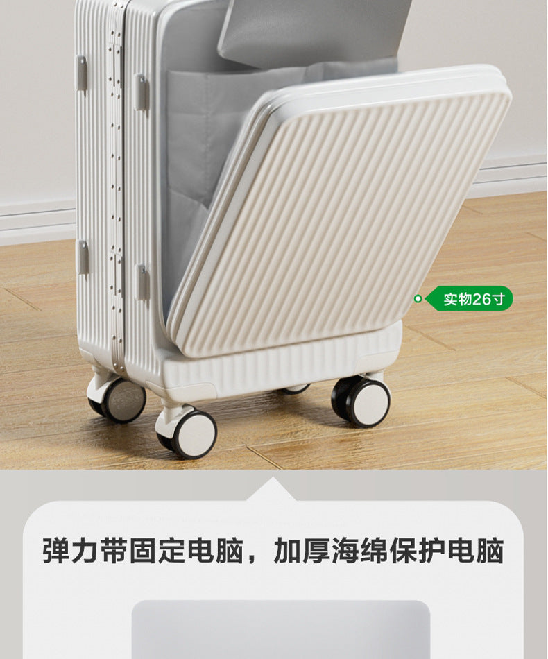 20-inch carry-on travel suitcase, small, lightweight, with front opening.