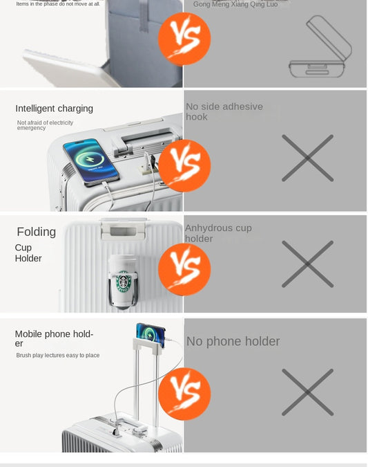 20-inch carry-on travel suitcase, small, lightweight, with front opening.