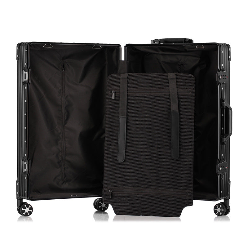24-inch trendy retro suitcase with silent, multi-directional wheels.