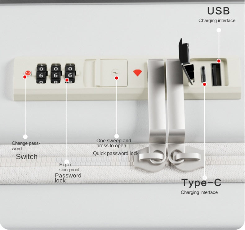 20-inch carry-on travel suitcase, small, lightweight, with front opening.