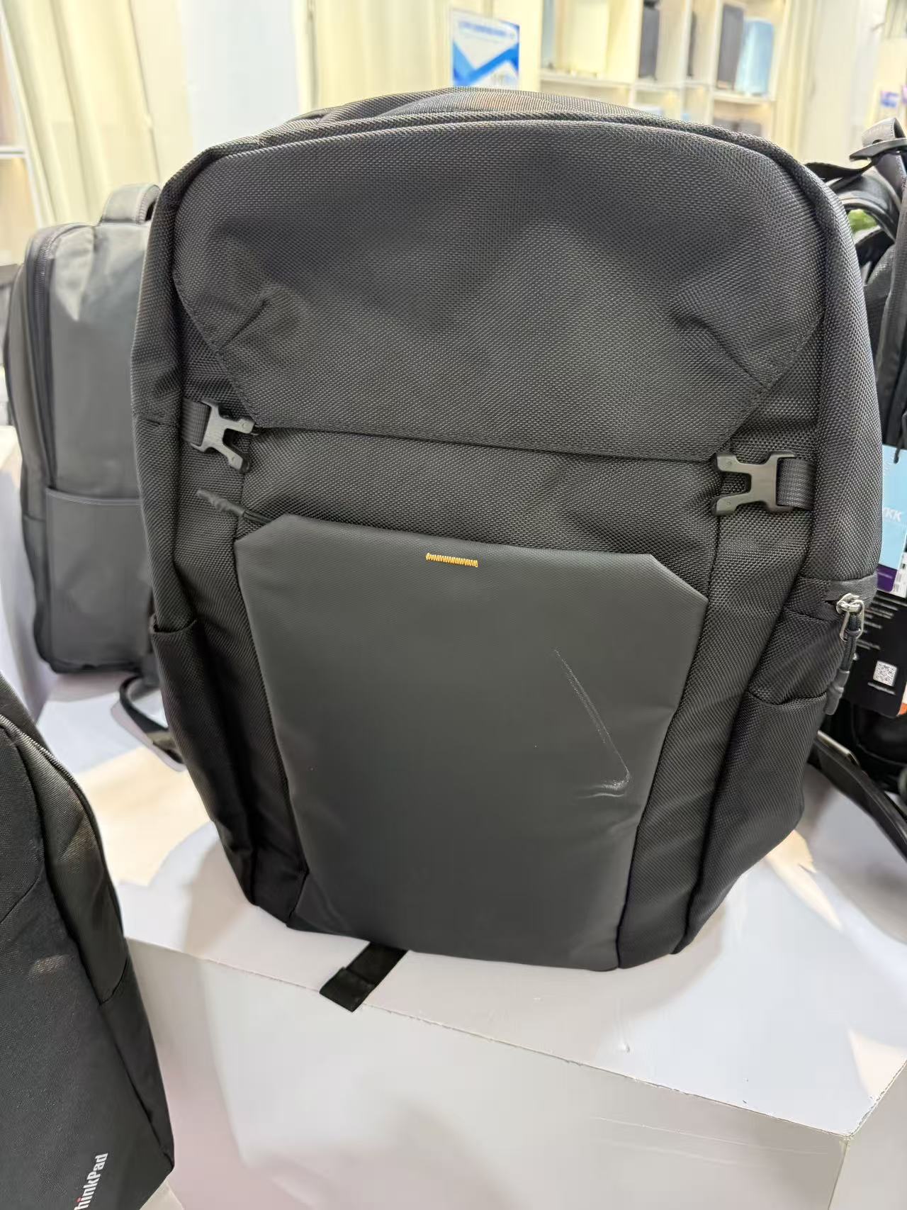 Black Durable Business Backpack: Water-Resistant Laptop Bag with Side Pocket & Sturdy Buckles for Commute, Travel & Work