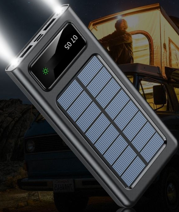 Solar power bank 20000 mAh large capacity portable outdoor emergency mobile power supply