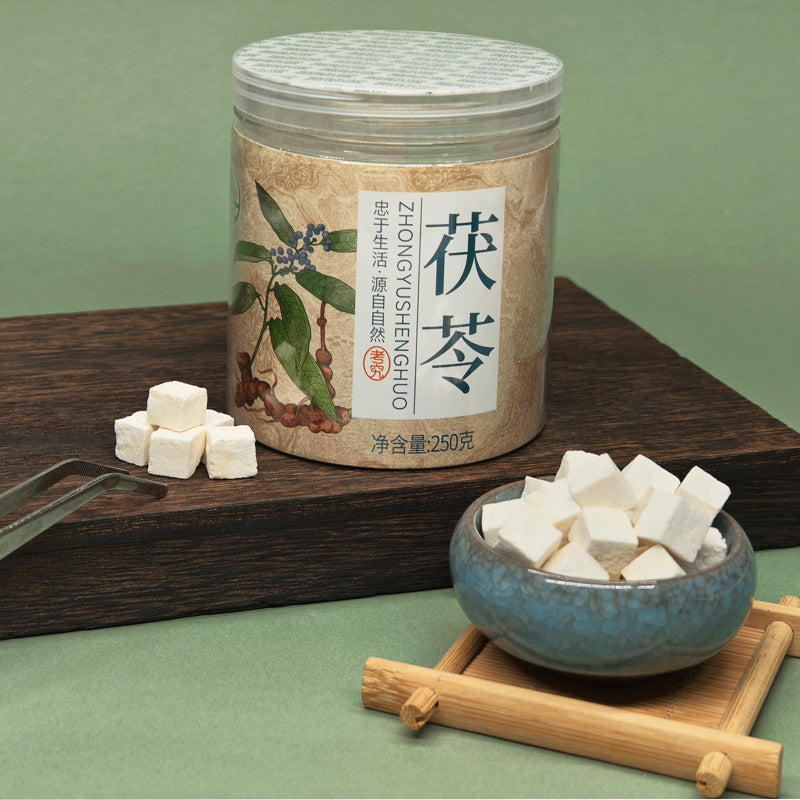250g Whole Cut Poria Cocos — Handcrafted Dried Herbal Cubes for Tea Infusion, Supports Spleen Health & Relaxation