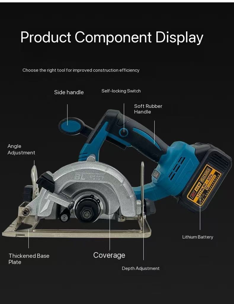 Woodworking Circular Saw Brushless Lithium-Ion Portable Model Professional Grooving Push Saw Stone & Wood Cutting Saw