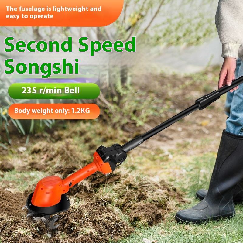 Lithium-Ion Handheld Micro Tiller — Small Electric Rotary Cultivator for Garden Bonsai, Flower Beds & Farm Weeding
