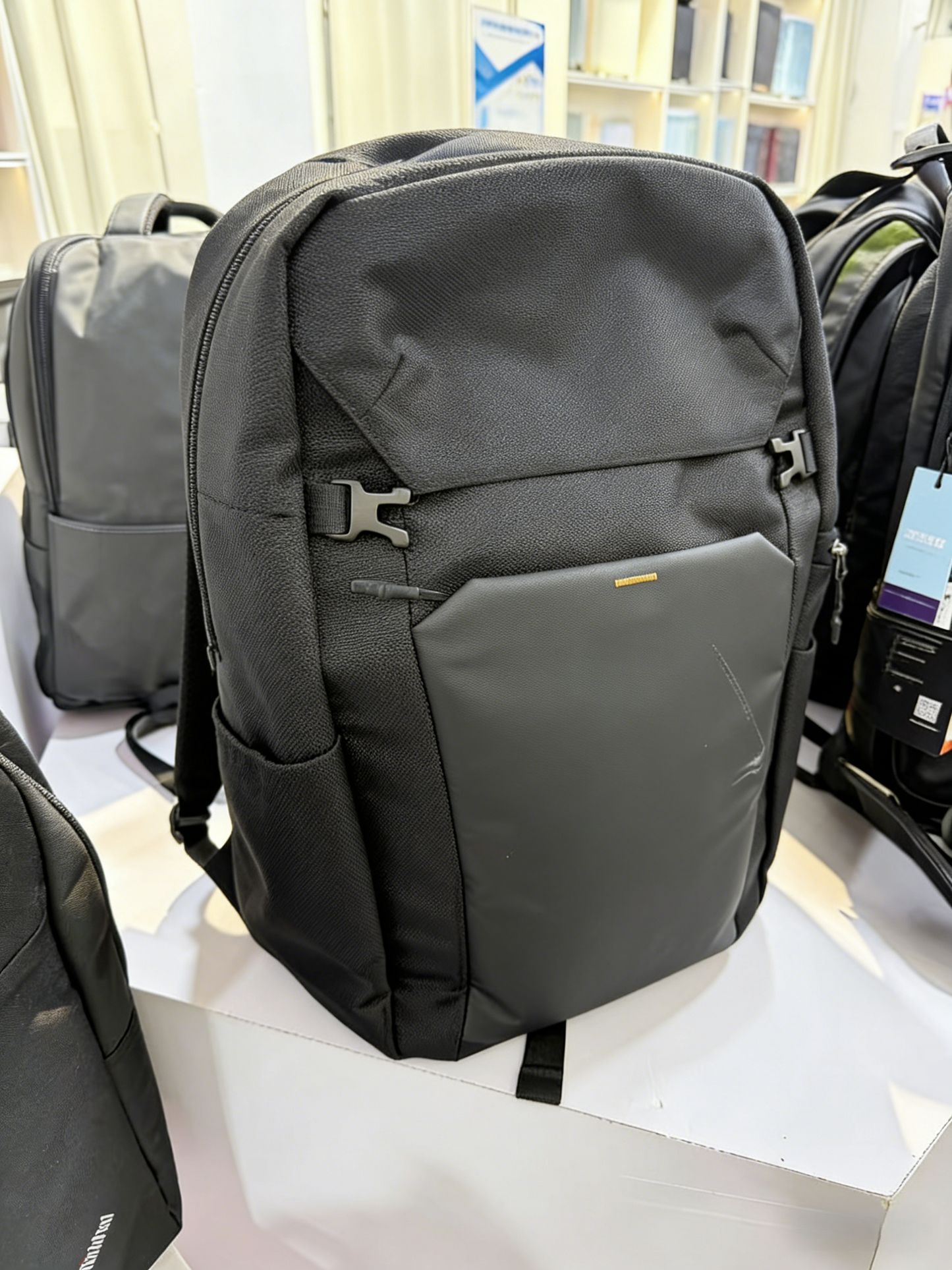 Black Durable Business Backpack: Water-Resistant Laptop Bag with Side Pocket & Sturdy Buckles for Commute, Travel & Work