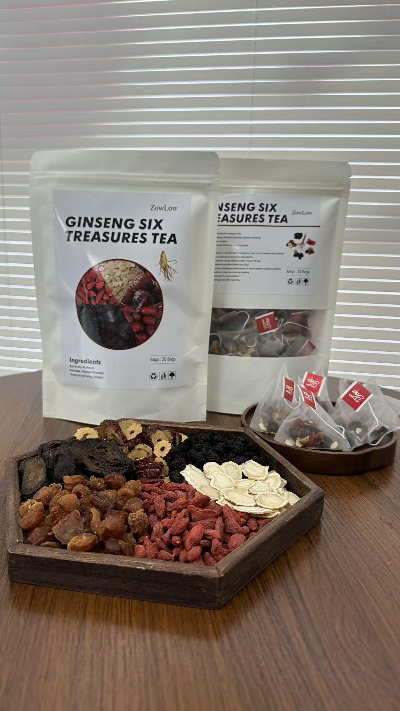 Six Treasures Tea with Ginseng & Wolfberry, Mild Nourishing Drink