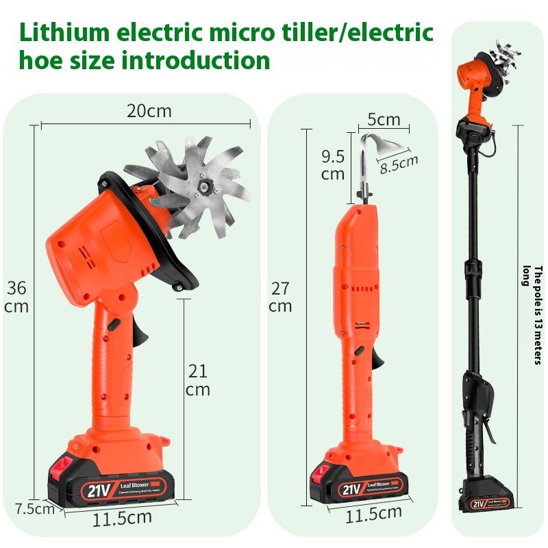 Lithium-Ion Handheld Micro Tiller — Small Electric Rotary Cultivator for Garden Bonsai, Flower Beds & Farm Weeding