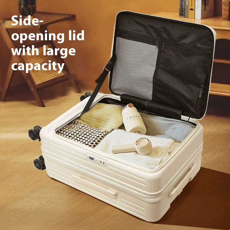 Multi-functional Side Opening Luggage, 24 Inch Boarding Case with Universal Wheels & Lock