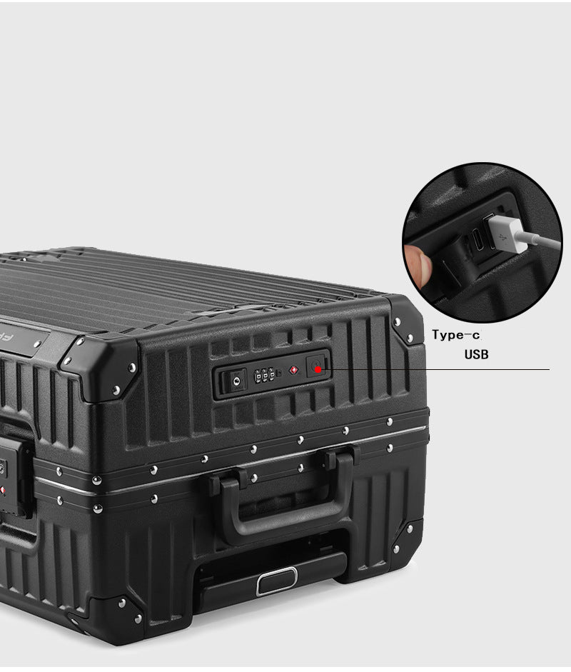 24-Inch Large Capacity Travel Aluminum Frame Luggage: Multi-Functional Durable Suitcase for Business & Leisure Travelers
