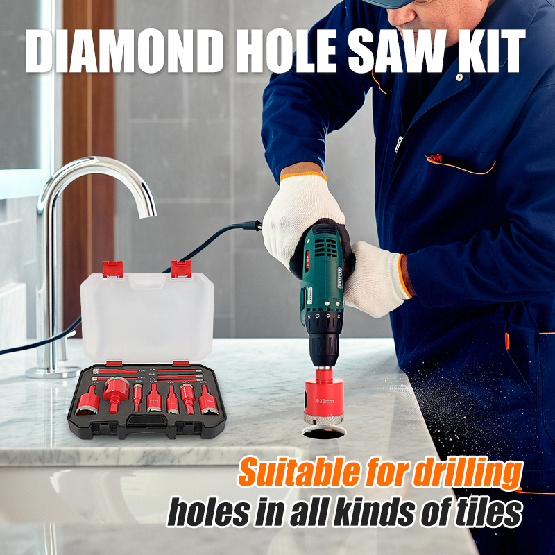 6-35mm Dry Drilling Brazed Hole Opener 12-Piece Set Dry Drilling Bits for Marble, Tile, Glass