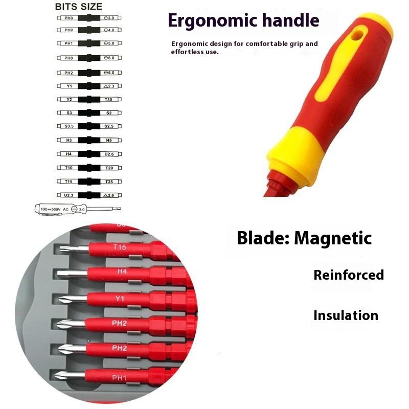 1000V Insulated Electrician Screwdriver Set, 29-pieces Screw Driver Set Kit, CR-V Magnetic Screwdriver Tool Set, Professional Electrician Tools