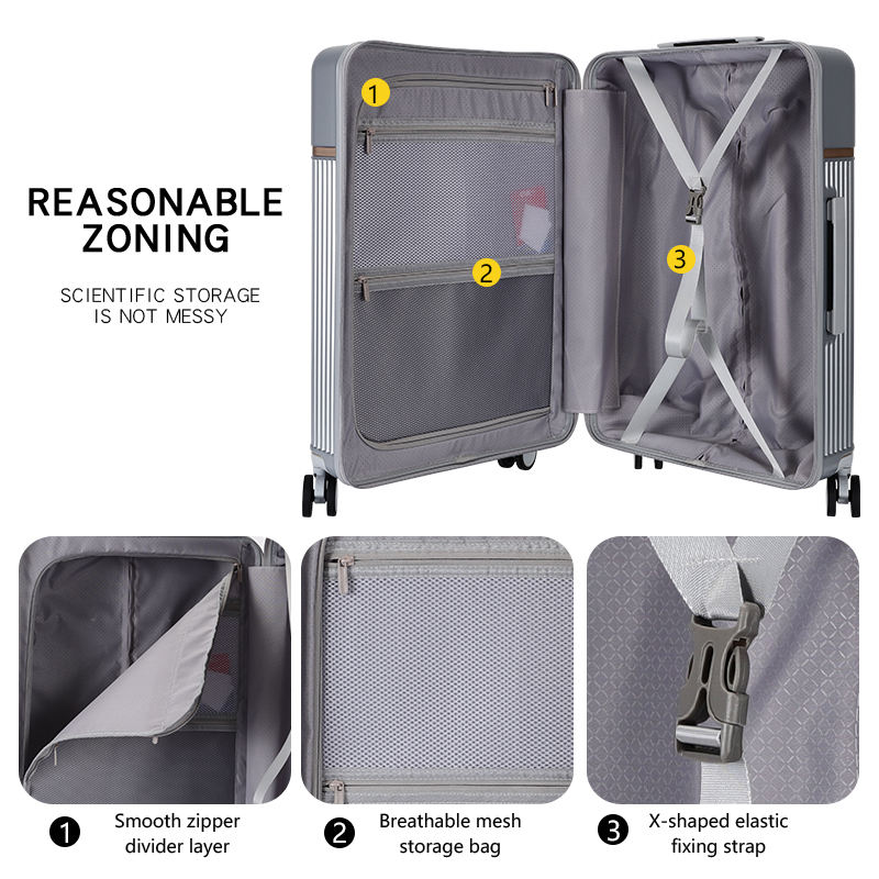 24" ABS Leisure Travel Rolling Luggage - Cup Holder Design, Spacious Zippered Carry-On Bag