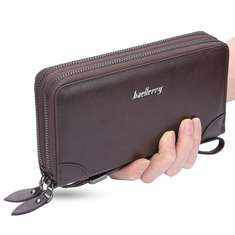 Stylish Men's Clutch, Long Double Zipper Handbag, Large Capacity Storage Pouch