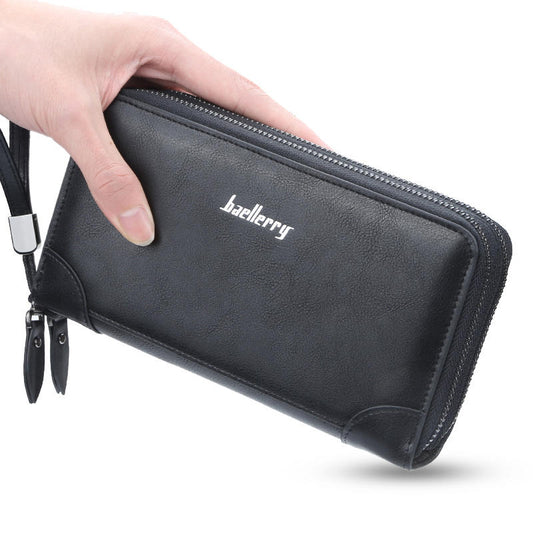 Stylish Men's Clutch, Long Double Zipper Handbag, Large Capacity Storage Pouch