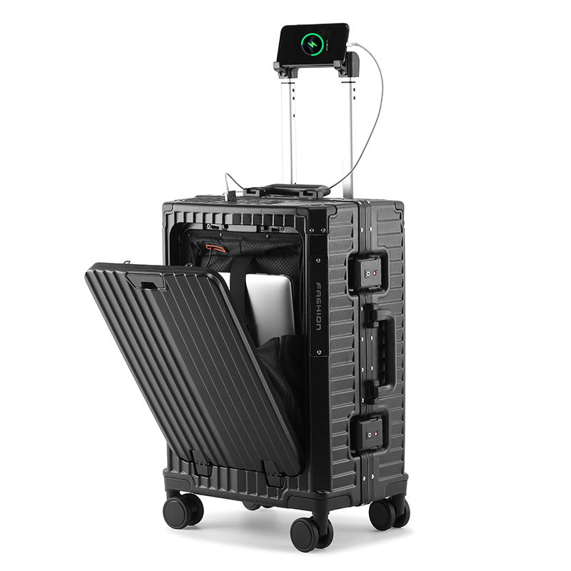 24-Inch Large Capacity Travel Aluminum Frame Luggage: Multi-Functional Durable Suitcase for Business & Leisure Travelers
