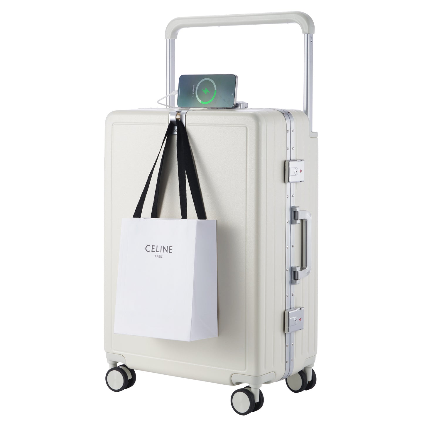 Wide-Handle Aluminum Frame Suitcase: Large, Durable with Silent Wheels & Lock | For Students & Business Travelers