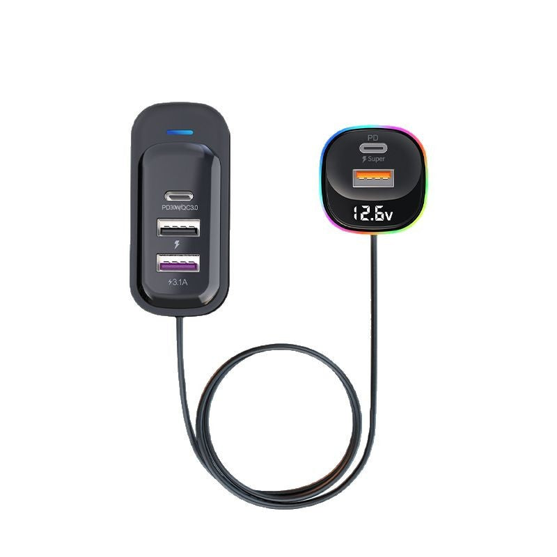 30W in-car super-fast charger, front multi-interface design, rear multi-interface PD in-car charger with snap-on design