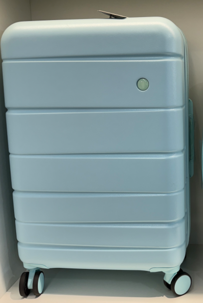 24-inch light blue suitcase: ABS+PC waterproof material + 360° silent wheels, perfect capacity for travel.