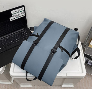 Sky Blue Backpack: Lightweight, Waterproof, Organized Storage with Breathable Back & Trolley Strap